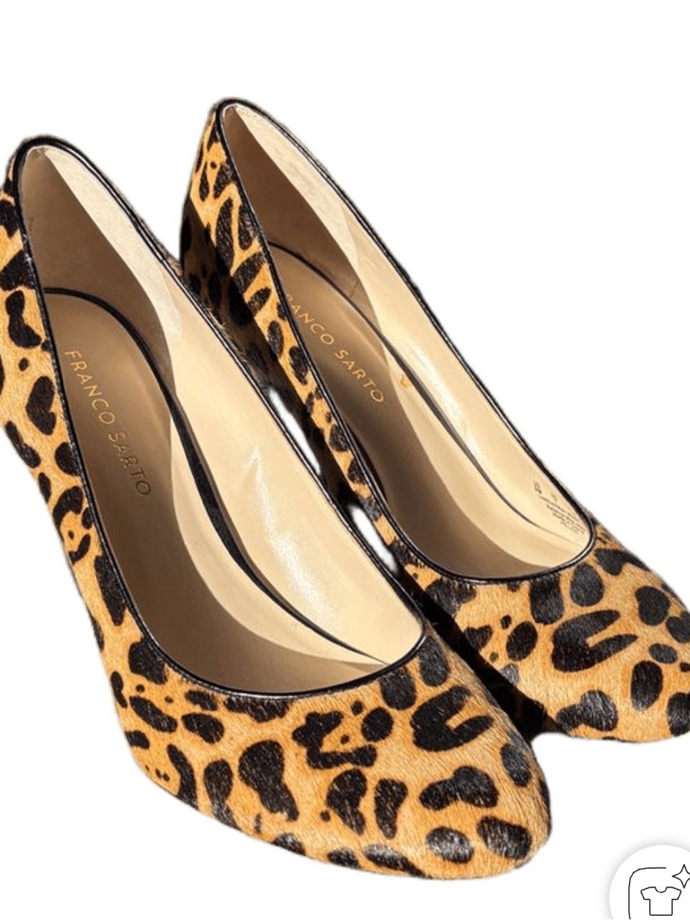 Franco Sarto Cheetah Print on Calf Hair Wedges with Round Toe